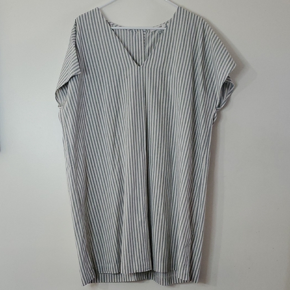 Madewell Shirt Dress York Stripe Sage Mist Size XXL Button Back Cotton Modal